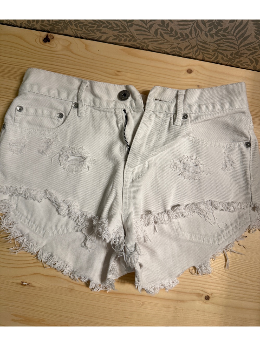 Size 3 White Distressed Denim high rise Shorts